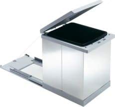 Tecnoinox - Cubo para reciclaje diferenciado, mueble extraíble de 18 litros, color inoxidable/gris, modelo Prima Inox