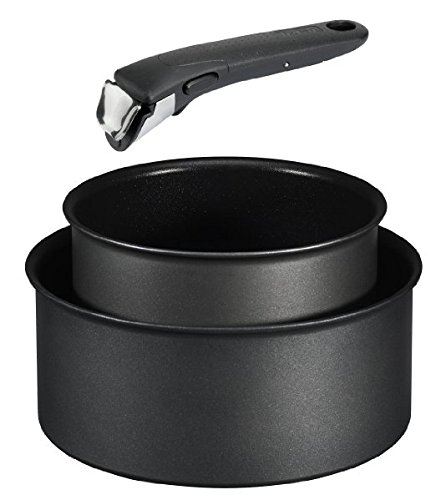 Tefal Ingenio Talent: 16 + 20 Cm con Mango Set de Cazos, Aluminio, Negro