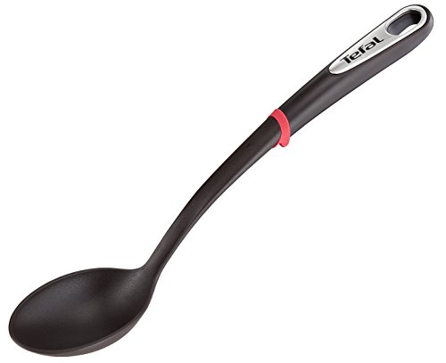 Tefal K206S414 Ingenio – Juego de espátula, Cuchara, cucharón y Cuchara colador, Plata, Negro, 17.2 X 8.1 x 36 cm