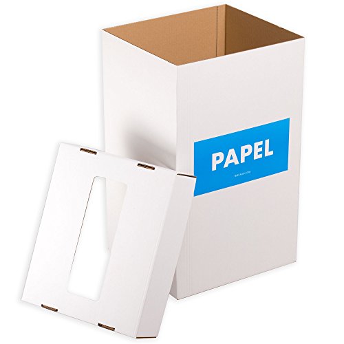 TeleCajas® | Pack 10 PAPELERAS de cartón con Tapa automontable | Medidas: 41x32,5x69 cms