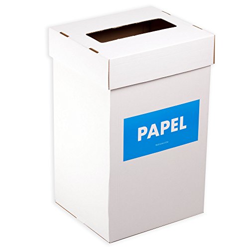 TeleCajas® | Pack 10 PAPELERAS de cartón con Tapa automontable | Medidas: 41x32,5x69 cms