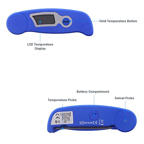 Termómetro de lectura instantánea para carne, sonda digital, termómetro de cocina rápida, sondas de temperatura de alimentos para cocina, al aire libre, cocción, agua, barbacoa, barbacoa, ahumadores