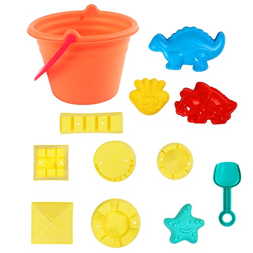 ThinkMax 27 Piezas de Juego de Playa, Playa Castillo de Arena Juego de Palas de Cubo Pala rastrillo, Kit de Herramientas Modelo de Verano al Aire Libre para niños