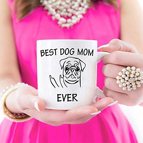 This Might be Wine Funny Pug Dog Mom Taza de café para amantes de perros, mejor perro mamá jamás mejor lindo para mamá madre taza de porcelana blanca, 11 oz