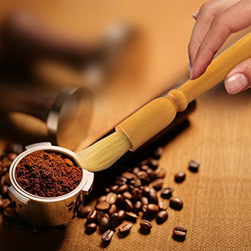 Tiamu Cepillo de Molinillo de Cafe Suministro de Cafe Espresso Cepillo de Cafe Espresso de Manejar de Madera de cerdas Naturales Accesorios Cepillo para Grano de Frijol Herramienta de Barista