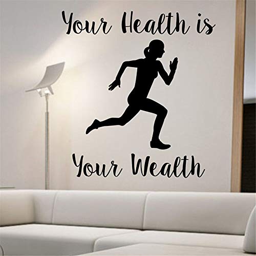 Tianpengyuanshuai Tu Salud es tu Riqueza. Vinilo Decorativo Mujer Running. Decoración hogareña. Vinilos Deportivos Removibles. -44x49cm