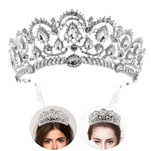 Tiara de novia con diamantes de imitación y peinetas laterales, marca Frcolor