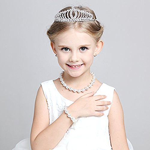 Tiara de princesa con cristales brillantes para niños, con peine, para cumpleaños, con purpurina