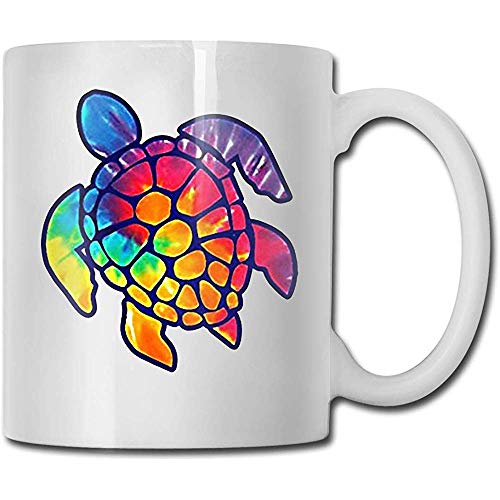 Tie Dye Cool Sea Turtle Taza de cerámica Taza Cool Coffee Tazas Taza de viaje de cerámica Taza de té 330ml (Blanco)