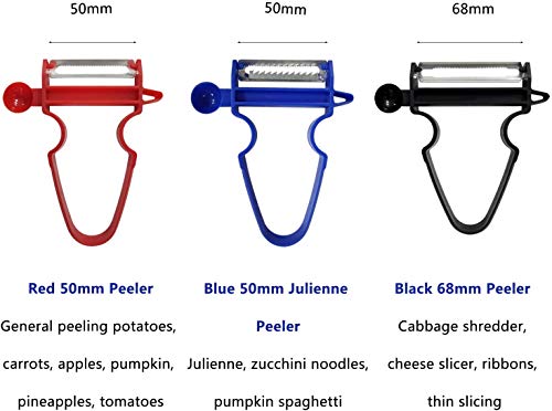 TIGOGA Pelador de Verduras Pelador de Verduras MáGico Original Acero Inoxidable Y Mango Antideslizante TríO Cortador (3 Piezas), Pelador, Triturador, Cortador Juliano, Pelado RáPido Y Suave