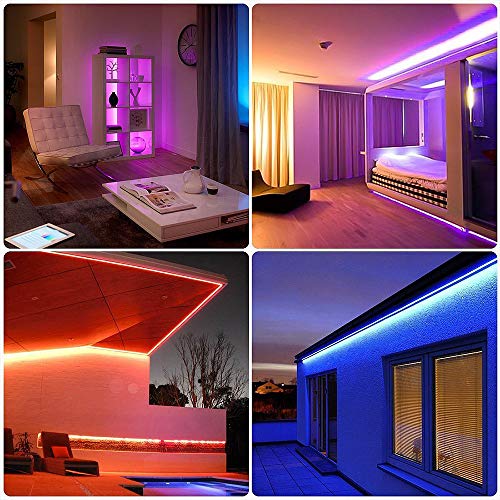 Tiras LED 5M, Romwish 5050 SMD RGB 150 LEDs con Control Remoto RF de 44 Botones & Control Bluetooth,para la Habitación, Dormitorio, fiestas, bares