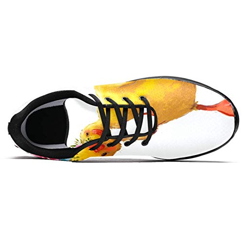 TIZORAX Zapatillas de correr para hombres corona de flores pequeño patito moda zapatillas de deporte malla transpirable caminando senderismo tenis zapato, color Multicolor, talla 39 1/3 EU