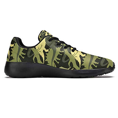 TIZORAX Zapatillas de correr para mujer, diseño de dinosaurio de camuflaje, color Multicolor, talla 41.5 EU