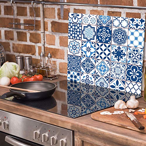 TMK - Placa protectora de vitrocerámica 60 x 52 cm 1 pieza cocina eléctrica universal para inducción protección contra salpicaduras tabla de cortar de vidrio templado como decoración Mosaico