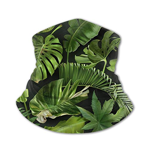 Toalla protectora de la cara de los niños con el interior de poket verde tropical hojas 3d impreso Sunproof transpirable cuello bufanda para uso al aire libre o diario