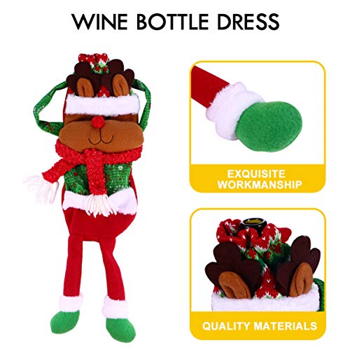 Tomaibaby Bolsas de La Cubierta de La Botella de Vino de Navidad Envolver La Bolsa de La Botella de Vino Tinto Del Reno Ropa Decoraciones para La Fiesta Navideña