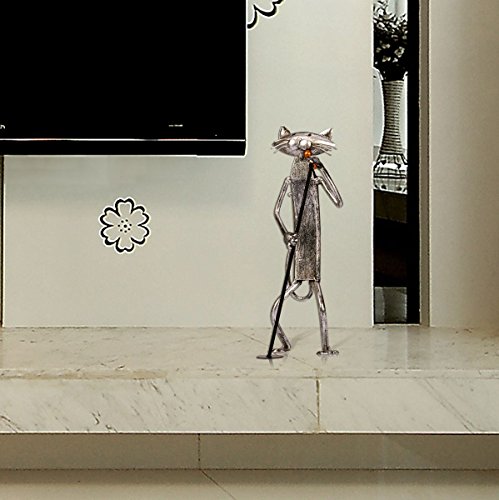 Tooarts Escultura de metal gato con guitarra figurita regalos para acción de gracias, navidad, manualidades y decoración del hogar