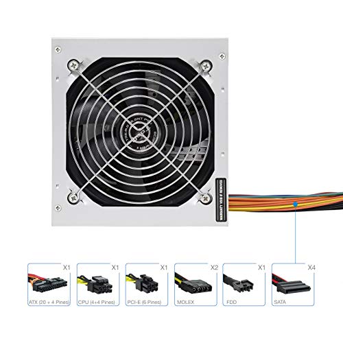 TooQ TQEP-500SP - Fuente de Alimentacion Ecopower II de 500W con PFC Pasivo, Ventilador silencioso de 120mm con control automatico de velocidad