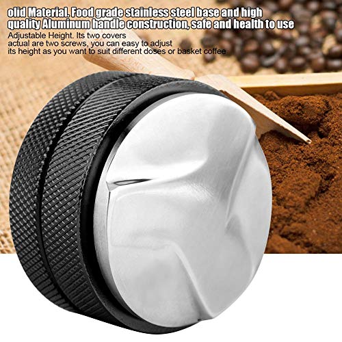 TOPINCN Manipulador de café Acero Inoxidable Inteligente Distribuidor de Espresso Herramienta niveladora Base de 58 mm con Antideslizante en Tres Pendientes inclinadas(Negro)