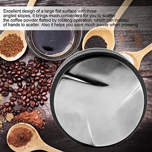 TOPINCN Manipulador de café Acero Inoxidable Inteligente Distribuidor de Espresso Herramienta niveladora Base de 58 mm con Antideslizante en Tres Pendientes inclinadas(Negro)