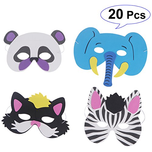 TOYMYTOY 20 Unids Mascarillas de Animales de Espuma Divertida Selva Zoológica Animal Máscara Para Niños Partido de Halloween Masquerade Vestir Prop con Correa Elástica