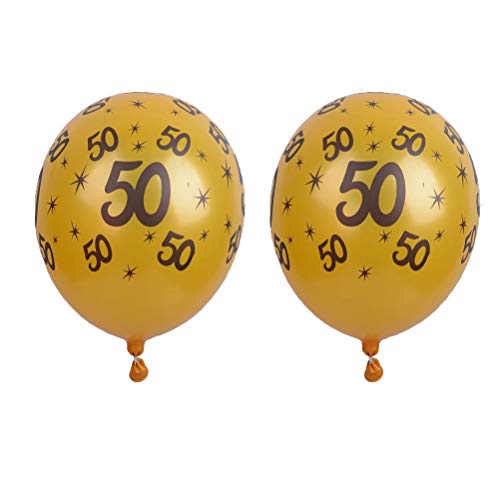 Toyvian Globos del Aniversario 50 del látex del Oro de 12 Pulgadas para Las Decoraciones de la Fiesta de Aniversario del cumpleaños, Paquete de 10