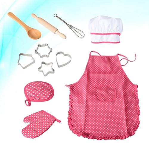 Toyvian Set DE 11 Piezas de Cocina para Niños Set de Cocina para Niños con Gorro de Chef Delantal de Cocina y Utensilios para cocinar para Niños