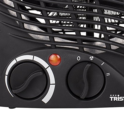 Tristar KA-5037 Calefactor con ventilador eléctrico y 3 funciones ajustables, Termostato regulable 2000 W, Asa integrada, Negro