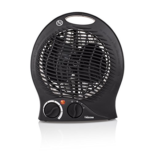 Tristar KA-5037 Calefactor con ventilador eléctrico y 3 funciones ajustables, Termostato regulable 2000 W, Asa integrada, Negro