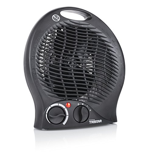 Tristar KA-5037 Calefactor con ventilador eléctrico y 3 funciones ajustables, Termostato regulable 2000 W, Asa integrada, Negro