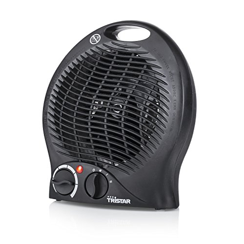 Tristar KA-5037 Calefactor con ventilador eléctrico y 3 funciones ajustables, Termostato regulable 2000 W, Asa integrada, Negro