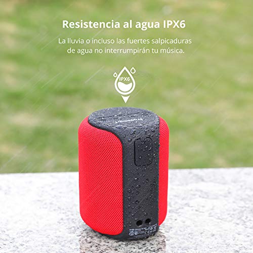 Tronsmart T6 Mini Altavoces Bluetooth 15W, 24 Horas de Reproducción, TWS Sonido Stereo 360°, IPX6 Waterproof, Altavoz portatil Bluetooth 5.0, Apoya TF Card Memoria USB de 64G y Asistente de Voz - Rojo