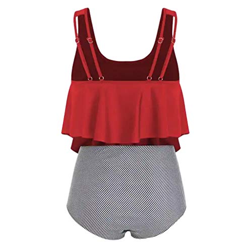 TUDUZ Mujer Tankini De Dos Piezas Bikini Talla Extra Floral Impreso Conjunto De Trajes De Baño (Red.b, XXXXXL)