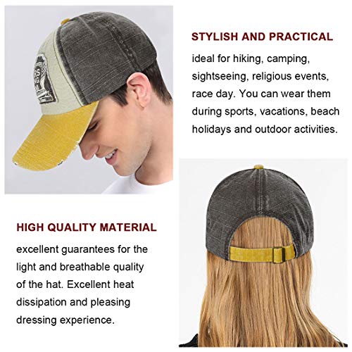 Tuopuda Nueva Unisex Gorra de béisbol algodón Mezclado Motocicleta Gorra molienda Borde Haga Viejo Sombrero (Amarillo)