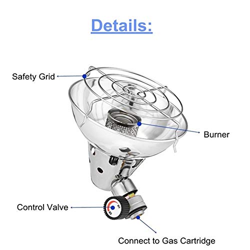 Turbobm Calentador de Gas portátil Calentador de propano al Aire Libre Carpa de butano Calentador Estufa de Camping, Estufa al Aire Libre Pesca Caza Calentador de propano de butano