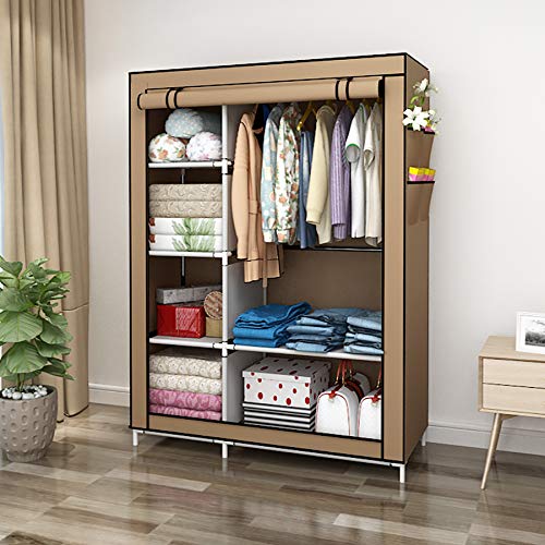 UDEAR Armario Closet Organizador Plegable para Ropa Ropero Resistente al Polvo Guardarropa Marrón 105 x 45 x 170 CM