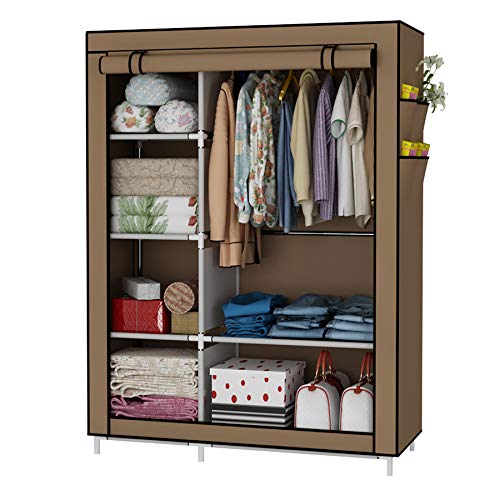 UDEAR Armario Closet Organizador Plegable para Ropa Ropero Resistente al Polvo Guardarropa Marrón 105 x 45 x 170 CM