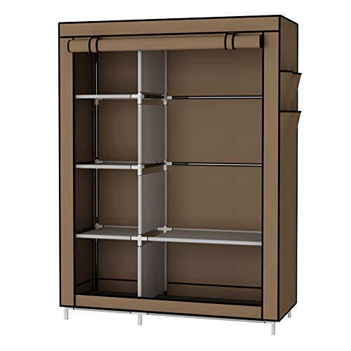 UDEAR Armario Closet Organizador Plegable para Ropa Ropero Resistente al Polvo Guardarropa Marrón 105 x 45 x 170 CM