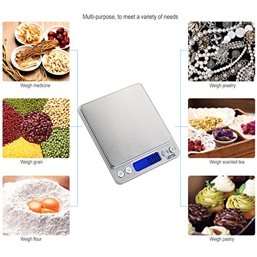 UEETEK 0.01g-500g Balanza de Precision Bascula Digital Para Alimento de la Cocina,Pesar Gemas,Joyas y Otros Objetos Preciosos