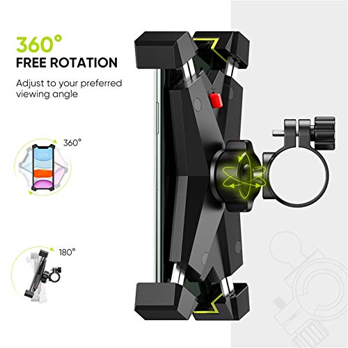 UGREEN Soporte Movil Moto Bicicleta Manillar, Universal Soporte Teléfono Móvil Motocicleta Bici 360° Rotación Ajustable para 4.7-6.5'' Smartphone iPhone 11 Pro/X/ 8, Samsung Note 10/ S9, Xiaomi Mi9