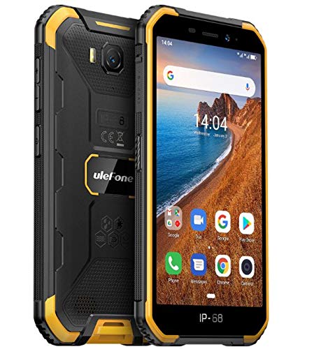 Ulefone Armor X6 Teléfono Moviles Resistentes, Android 9.0 5.0 ”IP68 Impermeable Móvil Antigolpes Todoterreno, Dual SIM, 2GB + 16GB, 5MP+8MP, 4000mAh Batería, Desbloqueo Facial GPS Naranja