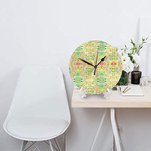 Uliykon - Reloj de Pared con diseño de jardín de delicias pasteleras y Escala Extra, silencioso y no Hace Golpes, de Cuarzo, de PVC, para casa, Oficina, Escuela, Decorativo, Redondo, de 9.8 Pulgadas