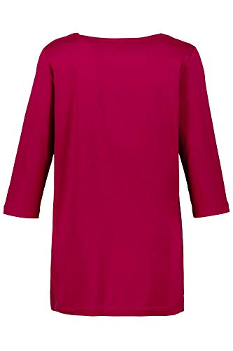 Ulla Popken T-Shirt, Zierfalten, A-Linie, 3/4-Arm, Modal Camiseta de Manga Larga, Rosa (Rose 56), 60 para Mujer