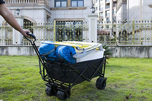 Umi. Essentials Carro Plegable con Rueda Todoterreno, Carro de Mano Carrito Playa Carro Transporte para Jardín,120 kg de capacidad (Negro)