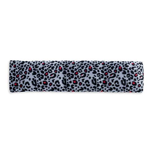 UMOI Cojín de huesos de cereza extra largo, 42x12cm, 350g de relleno de huesos de cereza, cojín de calor para el horno o el microondas, funda removible (Pink Leopard)