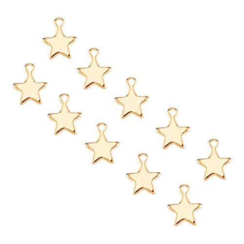 UNICRAFTALE 50 Piezas Colgantes En Forma de Estrella Dorada 304 encantos de Acero Inoxidable 1.2 mm Colgante con Orificio Pequeño Material de Metal Encanto para Fabricación de Joyas 10x8x1 mm