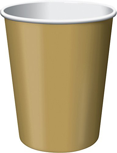 Unique Party- Paquete de 14 vasos de papel, Color oro, 266 ml (33246)