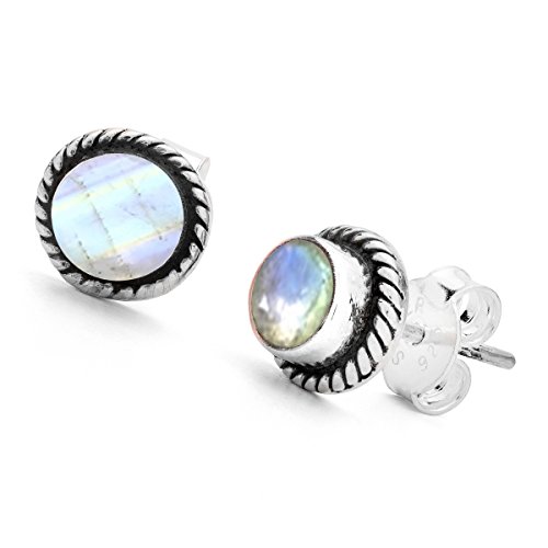 Unique Pendientes para la Mujer clásico Piedra de Luna Plata de Ley 925 joyeria de Calidad