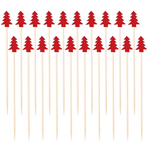 Upkoch - 200 piezas de madera en forma de árbol de Navidad, cóctel, palos de bambú, frutas, frutas, sándwich aperitivo, palos de cóctel, suministros de fiesta de Navidad, 100pcs, medium