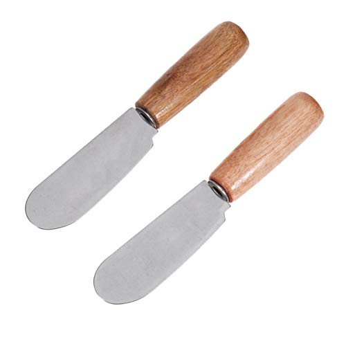 UPKOCH 6 cuchillos de mantequilla de acero inoxidable para servir mantequilla, herramientas de cocina con mango de madera para desayuno y condimentos de queso